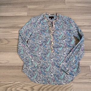 J. Crew Liberty Of London Blue Paisley Mock Neck Popover Size 2